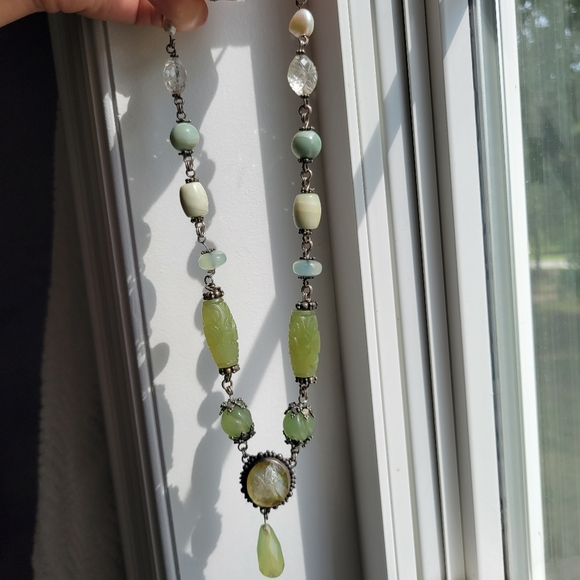 Rare STEPHEN DWECK 2002 Jade/Cat's Eye/Calcite/Pearls/Crystal Quartz/Sterling - Picture 3 of 15